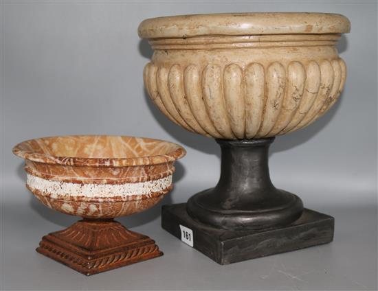Two campana shaped urns